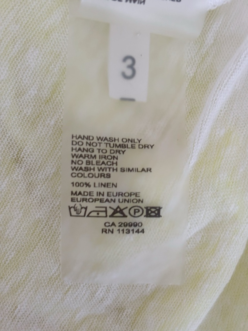 Majestic Filatures Deluxe Linen Layered T Shirt Neon Yellow & White Sz 3 Large - Picture 7 of 7